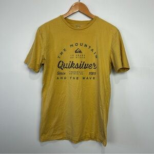 QUICKSILVER Mustard Yellow Graphic T-Shirt Medium